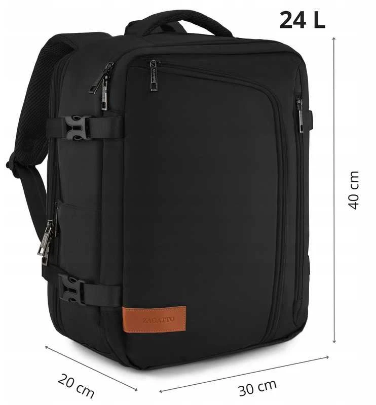 Zagatto Kelioninė rankinio bagažo kuprinė 40x30x20 cm, tinkama Ryanair ir Wizz Air, juoda