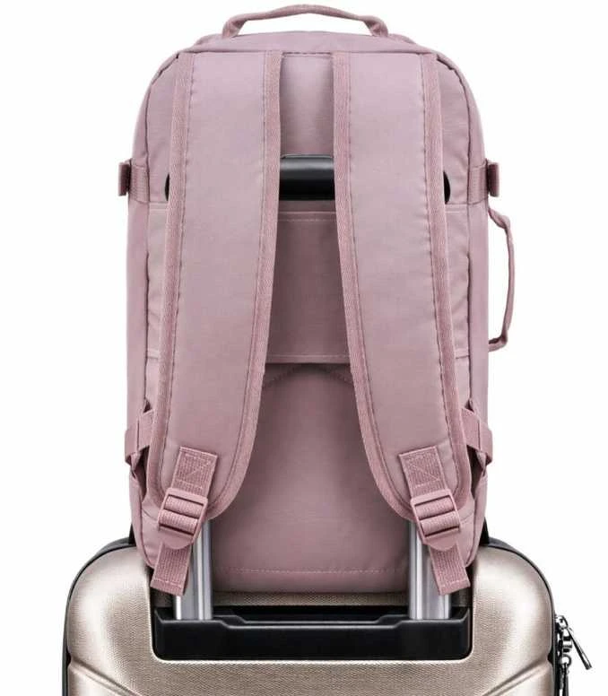Zagatto Lėktuvo kuprinė 40x25x20 cm su laptopo skyriumi ir 6 kišenėmis, tinkama Ryanair ir Wizz Air, pelenų rožinė