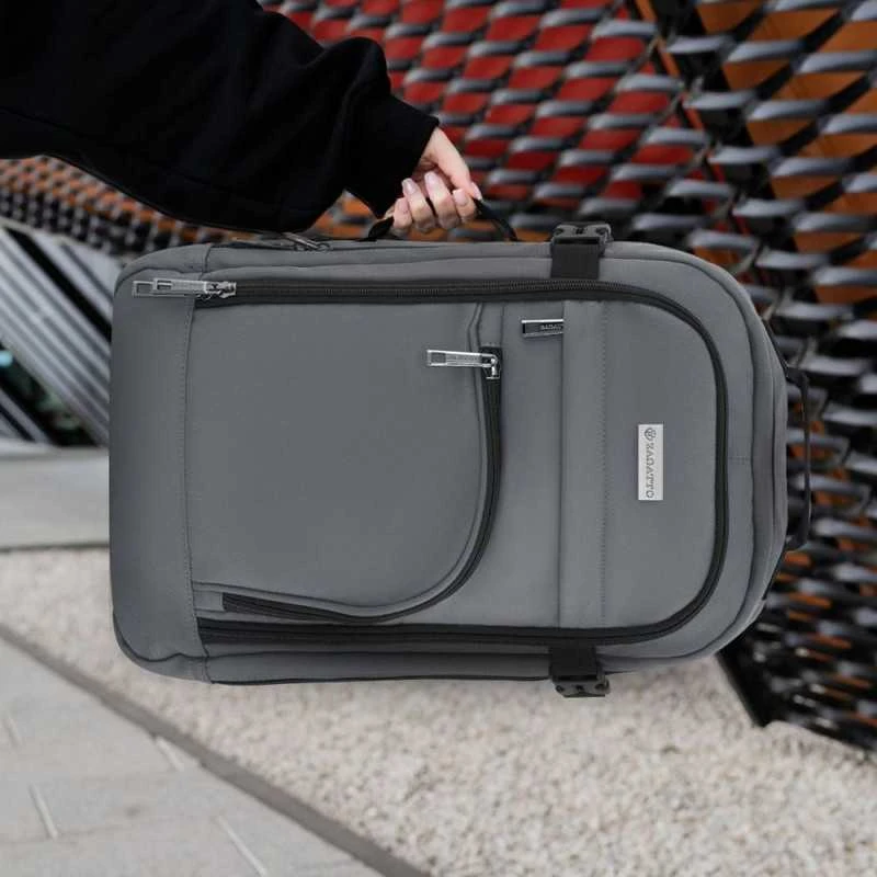 Zagatto Lėktuvo kuprinė 40x25x20 cm su laptopo skyriumi ir 6 kišenėmis, tinkama Ryanair ir Wizz Air, pilka