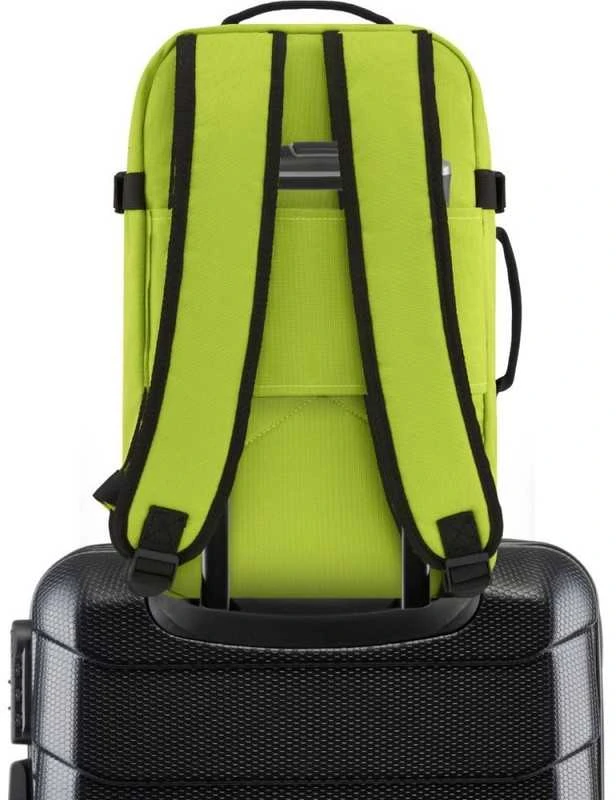 Zagatto Lėktuvo kuprinė 40x25x20 cm su laptopo skyriumi ir 6 kišenėmis, tinkama Ryanair ir Wizz Air, šviesiai žalia