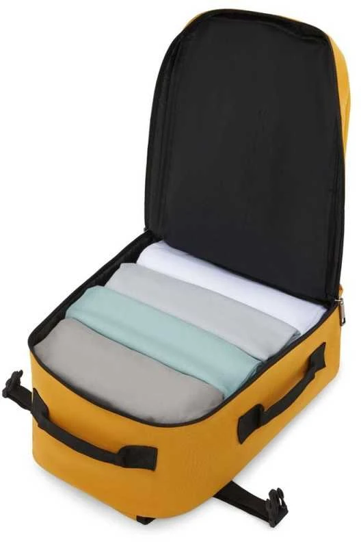 Zagatto Lėktuvo kuprinė 40x25x20 cm su laptopo skyriumi ir 6 kišenėmis, tinkama Ryanair ir Wizz Air, geltona