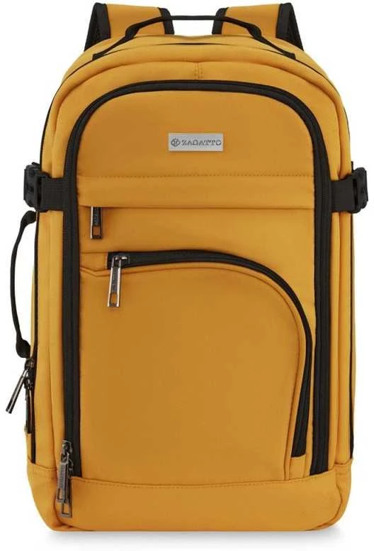Zagatto Lėktuvo kuprinė 40x25x20 cm su laptopo skyriumi ir 6 kišenėmis, tinkama Ryanair ir Wizz Air, geltona