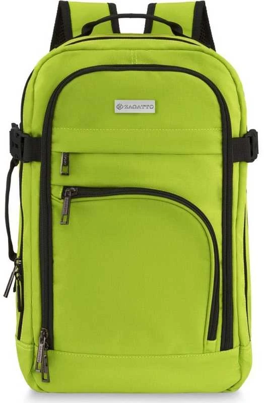 Zagatto Lėktuvo kuprinė 40x25x20 cm su laptopo skyriumi ir 6 kišenėmis, tinkama Ryanair ir Wizz Air, šviesiai žalia