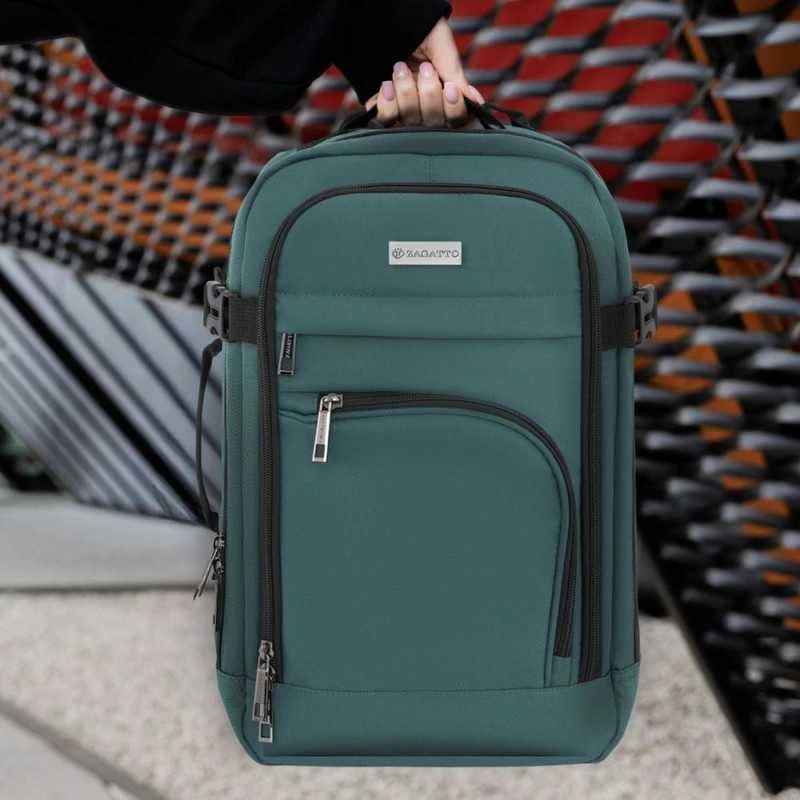 Zagatto Lėktuvo kuprinė 40x25x20 cm su laptopo skyriumi ir 6 kišenėmis, tinkama Ryanair ir Wizz Air, jūrinė mėlyna