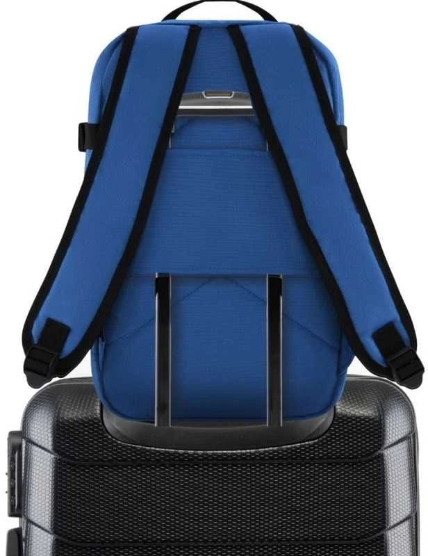 Zagatto Lėktuvo kuprinė 40x25x20 cm su laptopo skyriumi ir 6 kišenėmis, tinkama Ryanair ir Wizz Air, mėlyna