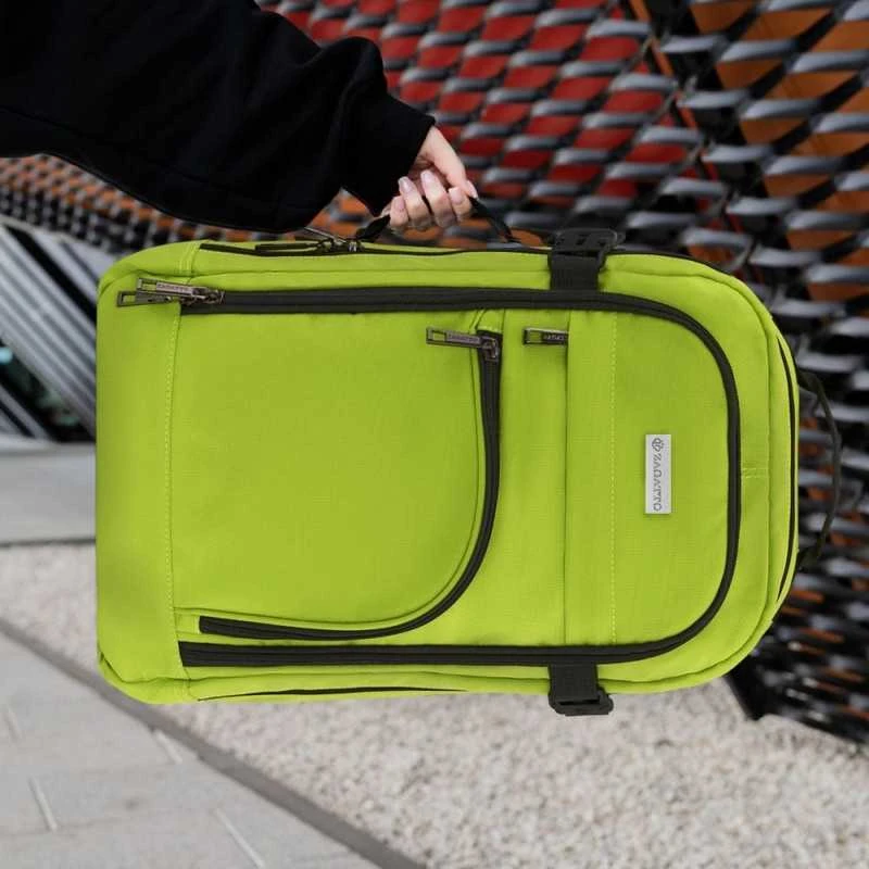 Zagatto Lėktuvo kuprinė 40x25x20 cm su laptopo skyriumi ir 6 kišenėmis, tinkama Ryanair ir Wizz Air, šviesiai žalia