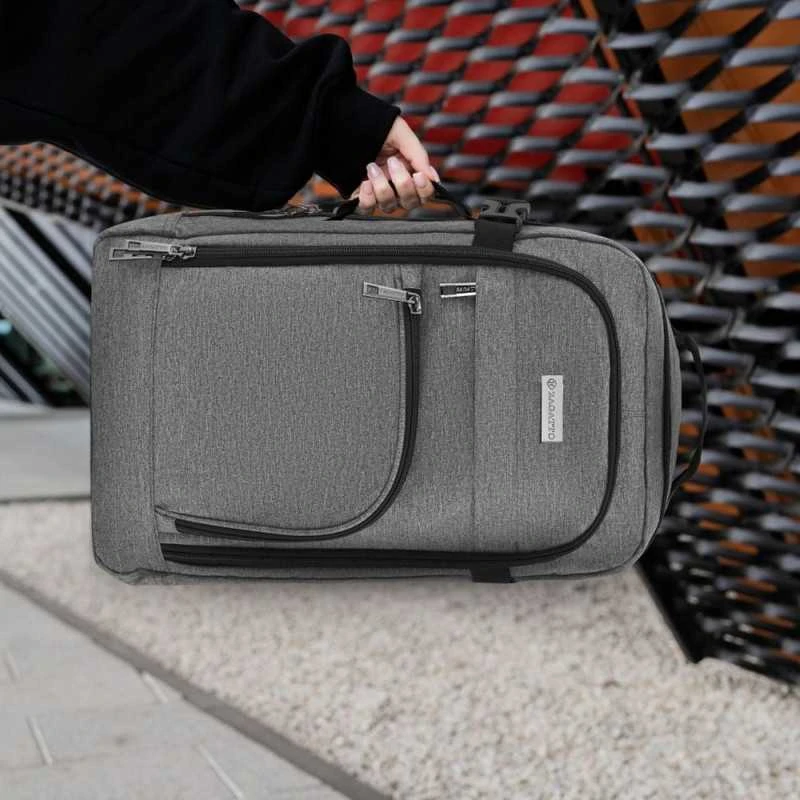 Zagatto Lėktuvo kuprinė 40x25x20 cm su laptopo skyriumi ir 6 kišenėmis, tinkama Ryanair ir Wizz Air, tamsiai pilka