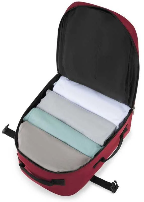Zagatto Lėktuvo kuprinė 40x25x20 cm su laptopo skyriumi ir 6 kišenėmis, tinkama Ryanair ir Wizz Air, burgundiška raudona