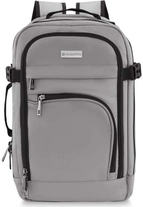 Zagatto Lėktuvo kuprinė 40x25x20 cm su laptopo skyriumi ir 6 kišenėmis, tinkama Ryanair ir Wizz Air, šviesiai pilka