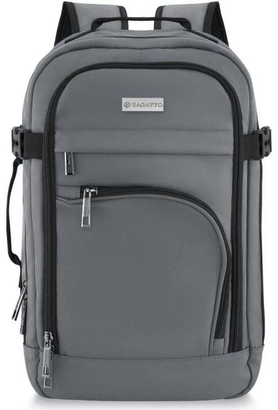 Zagatto Lėktuvo kuprinė 40x25x20 cm su laptopo skyriumi ir 6 kišenėmis, tinkama Ryanair ir Wizz Air, pilka