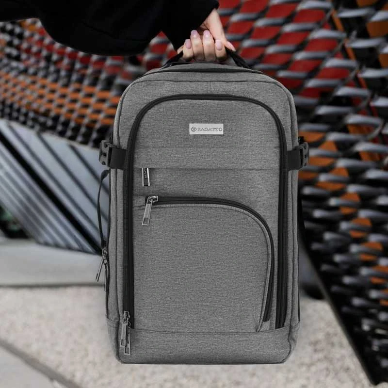 Zagatto Lėktuvo kuprinė 40x25x20 cm su laptopo skyriumi ir 6 kišenėmis, tinkama Ryanair ir Wizz Air, tamsiai pilka