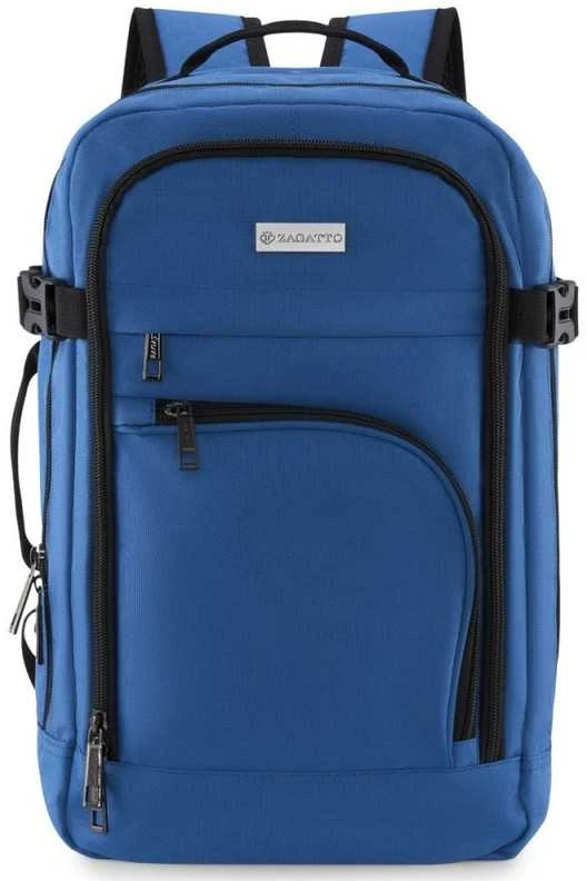 Zagatto Lėktuvo kuprinė 40x25x20 cm su laptopo skyriumi ir 6 kišenėmis, tinkama Ryanair ir Wizz Air, mėlyna