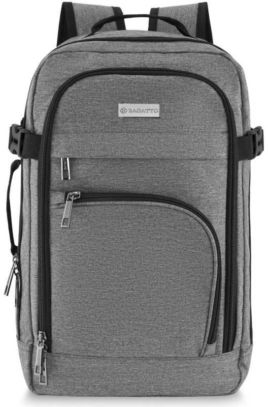 Zagatto Lėktuvo kuprinė 40x25x20 cm su laptopo skyriumi ir 6 kišenėmis, tinkama Ryanair ir Wizz Air, tamsiai pilka