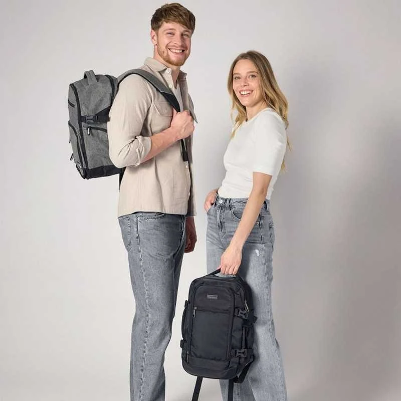 Zagatto Lėktuvo kuprinė 40x25x20 cm su nešiojamojo kompiuterio skyriumi, tinkama Ryanair ir Wizz Air, pilka