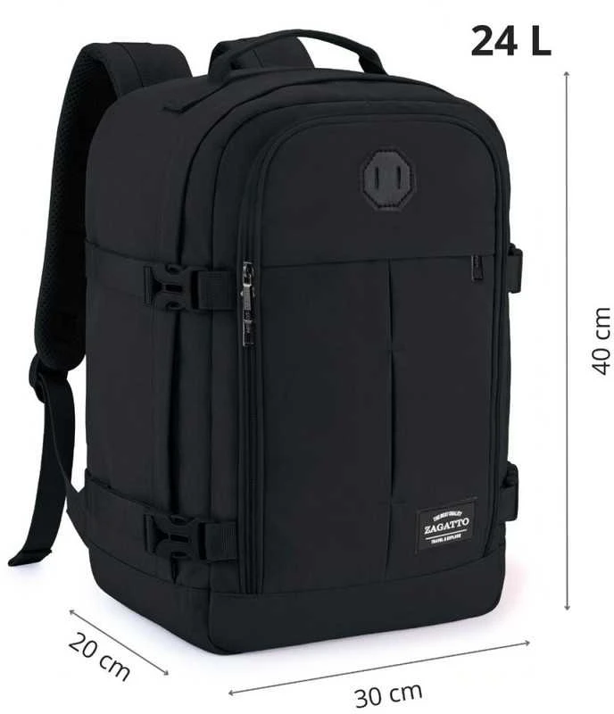 Zagatto Lėktuvo kuprinė 40x30x20 cm, tinka Ryanair ir Wizz Air, juoda