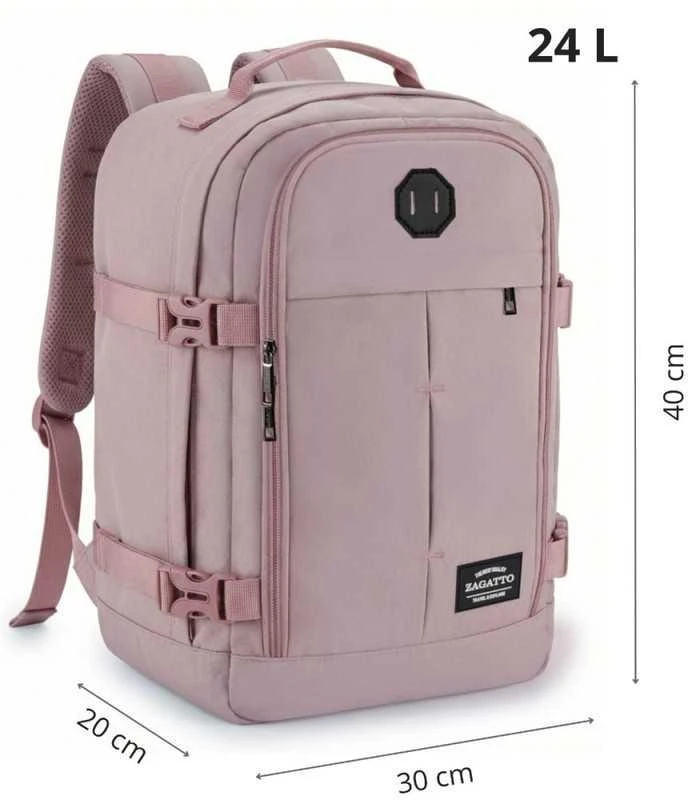 Zagatto Lėktuvo kuprinė 40x30x20 cm, tinka Ryanair ir Wizz Air, rožinė