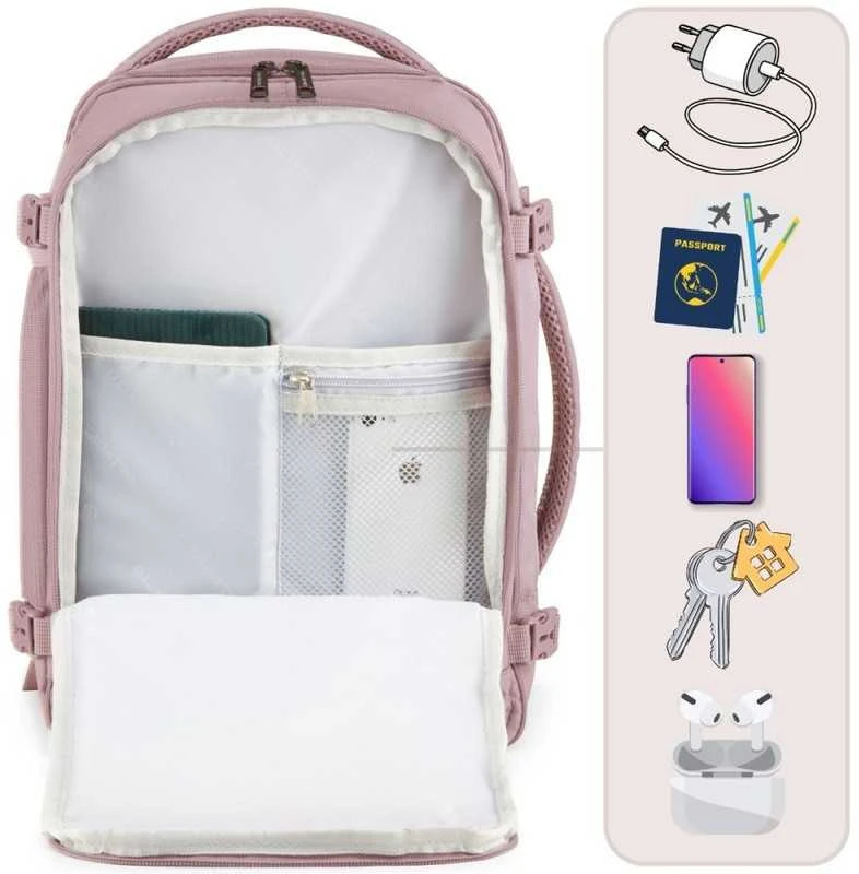 Zagatto Lengva kelioninė kuprinė 40x25x20 cm, tinka Ryanair ir Wizz Air rankiniam bagažui, rožinė
