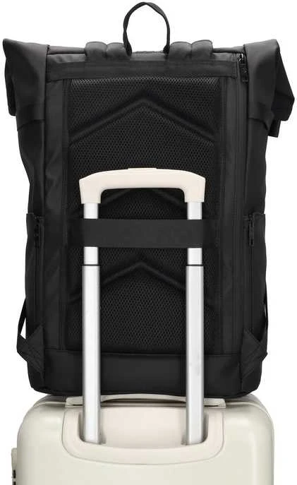 Beagles Originals Neperšlampamas kuprinė Beagles Asaka Rolltop 15,6 colių nešiojamam kompiuteriui, juoda