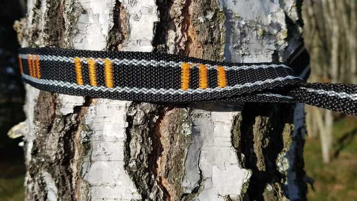 Bushmen Hamako pakabinimo rinkinys ULTRALIGHT Nylon Webbing reguliuojama hamako pakabinimo sistema juoda
