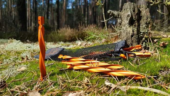 Bushmen Ultralight Tent/hammock Pegs TWISTER varžto formos tvirtinimo dizainas oranžinė