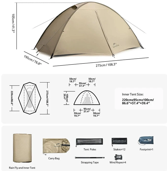 Palapinė jiling pro 1 20d cnk2650ws013-moon rock sand NATUREHIKE