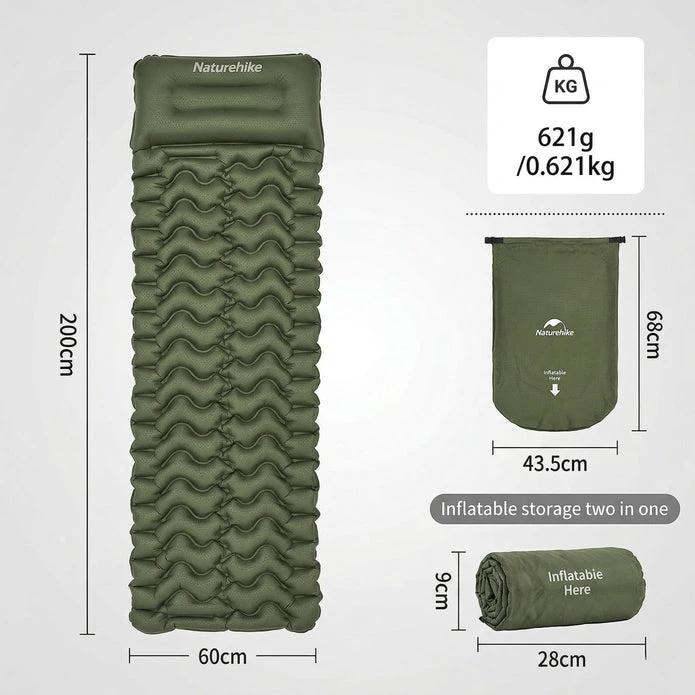 NAH Čiužinys FC01 viengulė pagalvė CNK2550WS020-army žalias NATUREHIKE