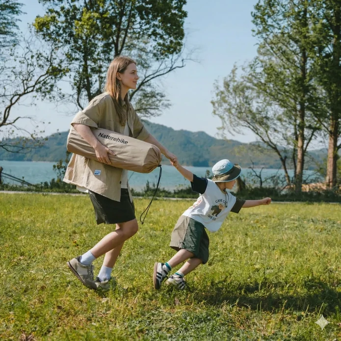 Savaime prisipučiantis miego kilimėlis Naturehike R-value 3.1 smėlio spalvos