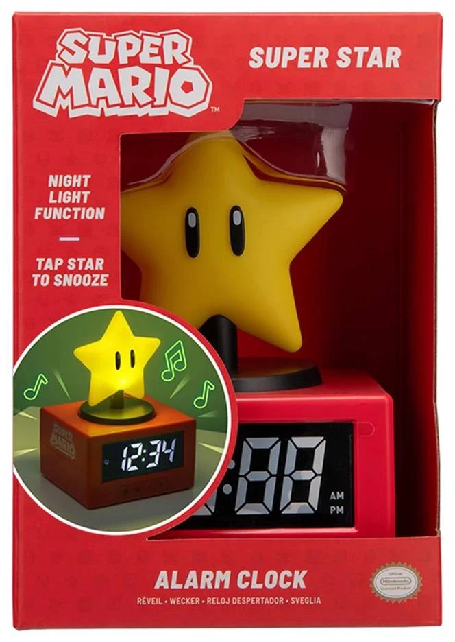 Paladone Super Mario Super Star Icon Alarm Clock lempa