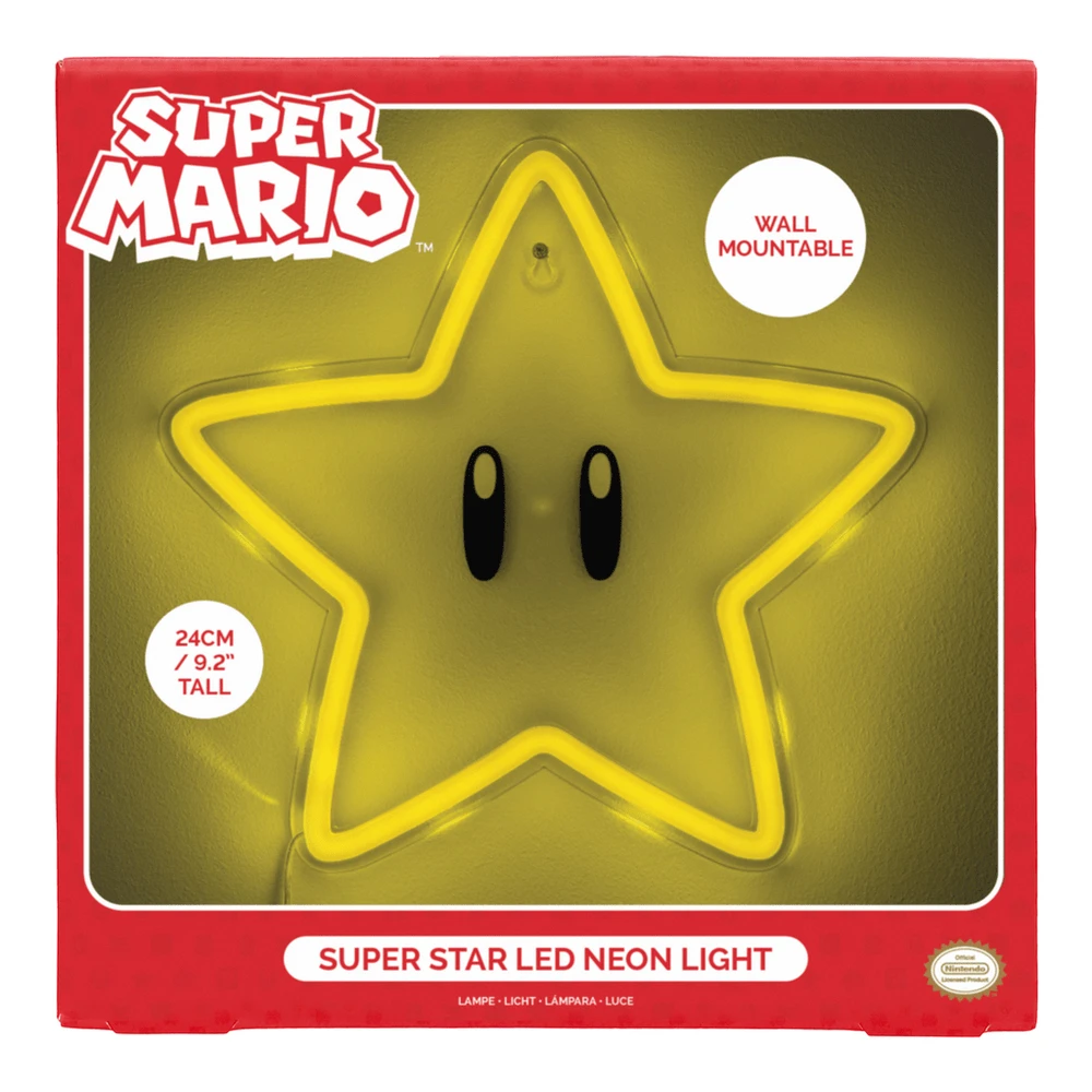 Paladone Super Mario Super Star Neon lempa (pakabinama ant sienos) | 24 cm