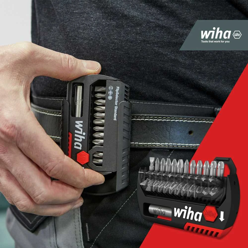 Antgalių rinkinys WIHA FlipSelector Phillips, Pozidriv, 13 vnt., 1/4" su diržo segtuku