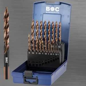 Grąžtas Bohrcraft Turbo step grąžtų rinkinys HSS-E Co5 DIN 338, 19-pcs., ABS-Box 1 – 10 mm x 0,5 mm, STEP INOX