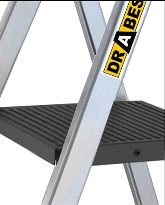 Buitinės kopėčios DRABEST ALD7 PRO 150 kg, vienpusės su lentyna, 7 pakopų (DR-AL-D7-PRO-Ż+CZ+P )
