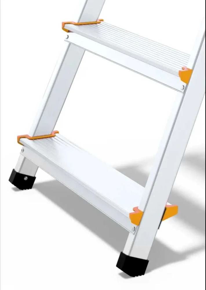 Buitinės kopėčios DRABEST ALD7 PRO 150 kg, vienpusės su lentyna, 7 pakopų (DR-AL-D7-PRO-Ż+CZ+P )