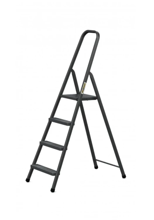 DRABEST HOME plieninės kopėčios, 4 pakopų, 125 kg ,juoda spalva