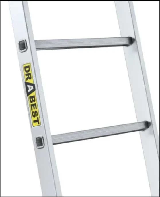 DRABEST PRO aliuminio kopėčios, 16 pakopų, 150 kg (DR-AL-DP-PRO-1X16-2K+H)