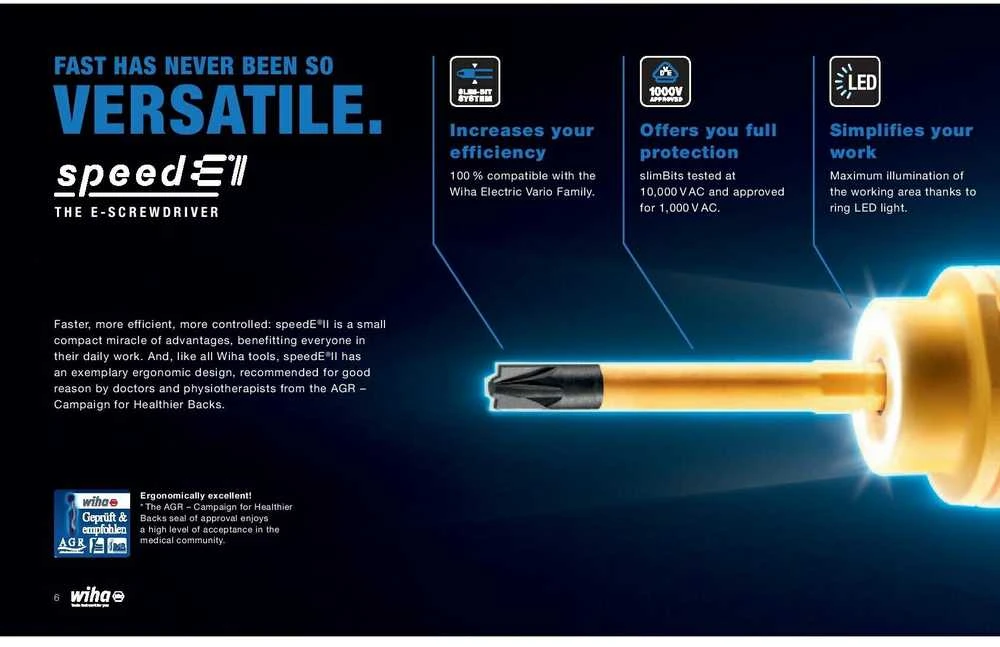 E-Atsuktuvo WIHA rinkinys speedE® II electric (7 vnt.)