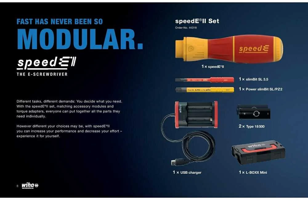 E-Atsuktuvo WIHA rinkinys speedE® II electric (7 vnt.)