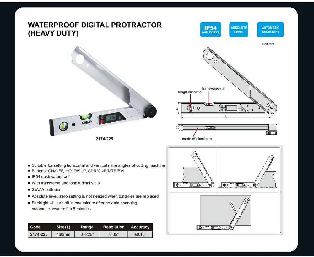 Kampainis su skaitmeniniu ekranu Insize IP 54 (460 mm)