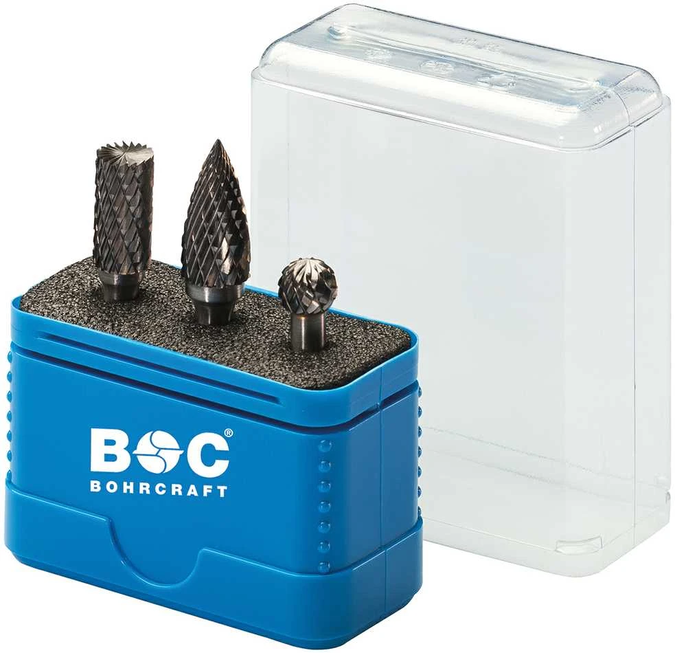 Kietmetalio frezų rinkinys Bohrcraft B/D/G formos (3 vnt.)