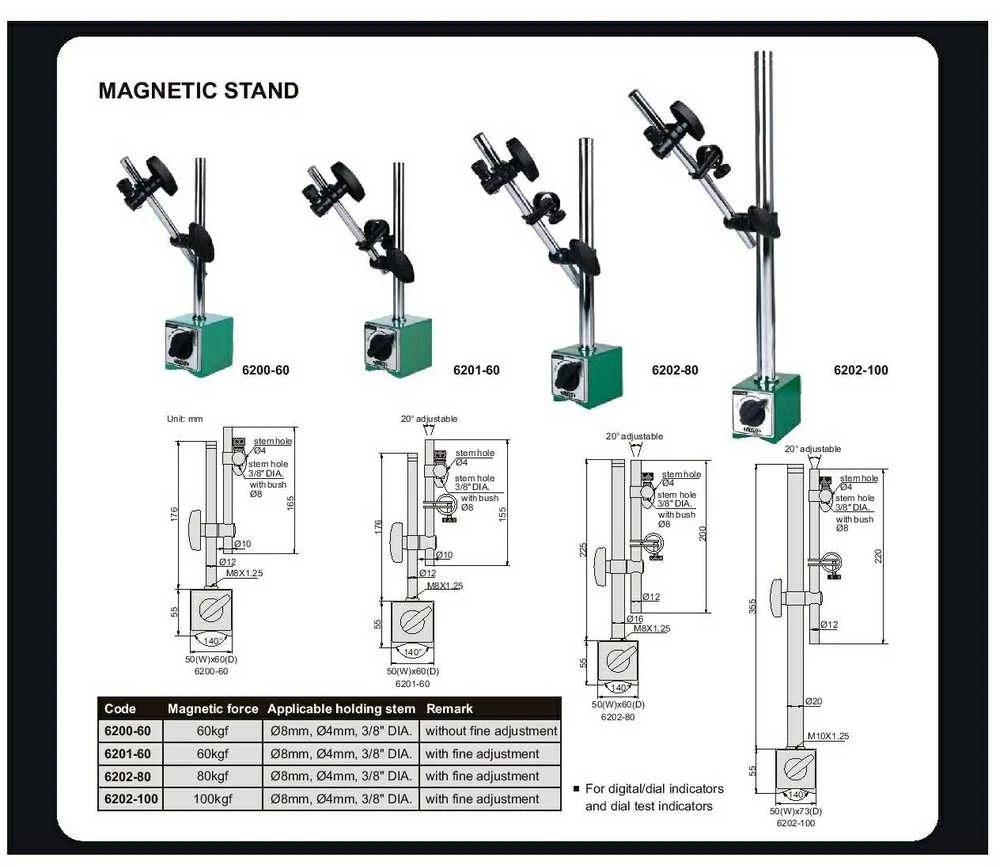 Magnetinis stovas Insize 60 kg