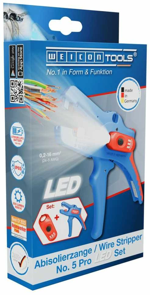 Nužievinimo replės Weicon Nr.5 PRO LED su LED žibintuvėliu