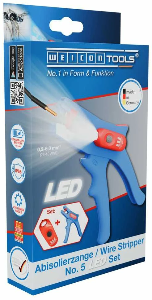 Nužievinimo replės Weicon Nr.5 su LED žibintuvėliu