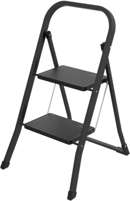 Plieninės kopėčios DRABEST Minifero - 2 pakopos - PRO - juodos, 150 kg