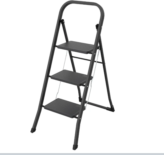 Plieninės kopėčios DRABEST Minifero- 3 pakopos - PRO - juodos, 150 kg
