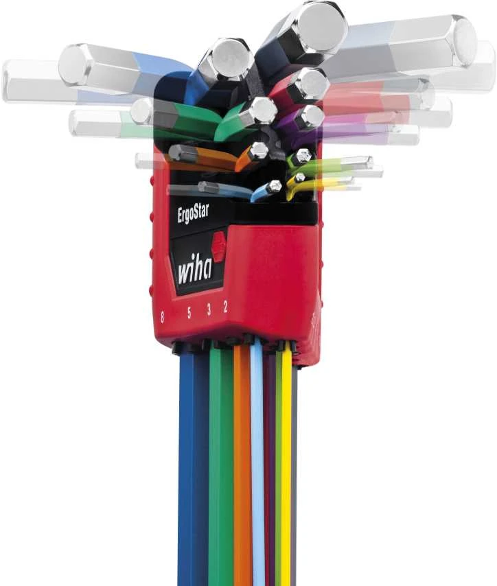 Šešiakampių raktų rinkinys L-formos Wiha ErgoStar coloured MagicRing SB