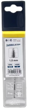 Spiralinis grąžtas BOHRCRAFT DIN 338 HSS-G, TURBO STEP 1,5 mm // PROFI PLUS