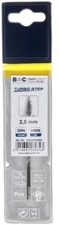 Spiralinis grąžtas BOHRCRAFT DIN 338 HSS-G, TURBO STEP 2,5 mm // PROFI PLUS