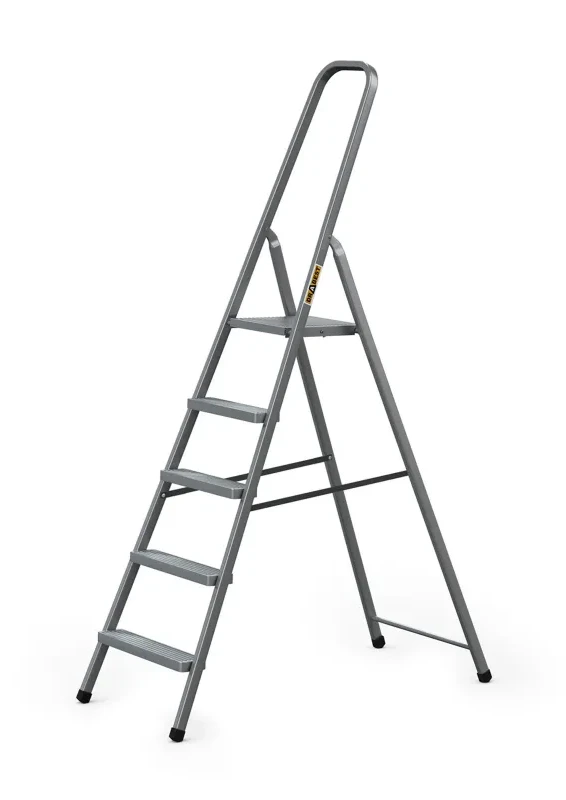 Vienpusės plieninės kopėčios Drabest HOME, 5 laipteliai, pilkos spalvos (125 kg)