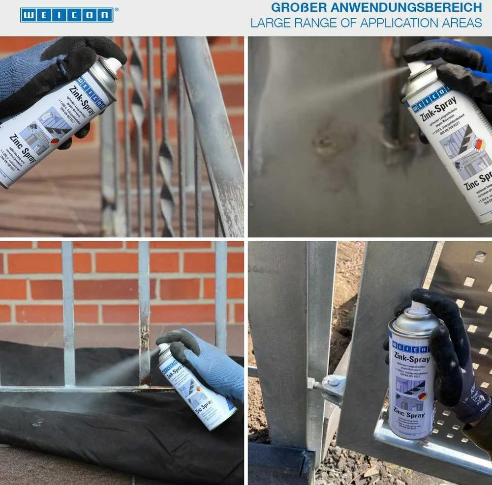 WEICON cinko purškiklis 400 ml | TÜV patikrinta | Greitai džiūstantis, karščiui atsparus ir tinkamas kaip metalo gruntas |Matt Pilkas