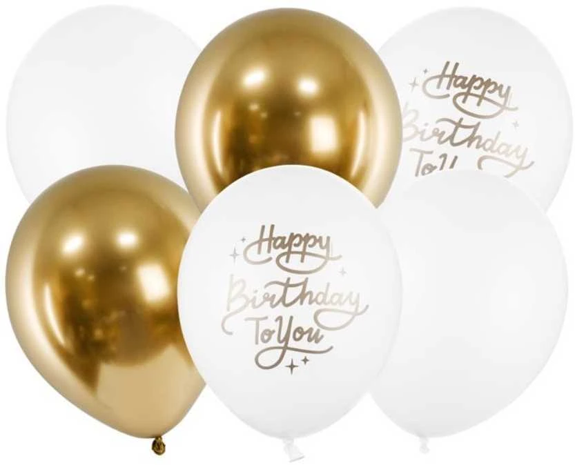PartyDeco Balionų rinkinys Happy Birthday, 6 vnt